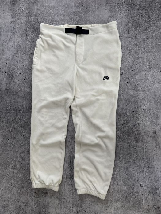 Спортивные Плюшевые Teddy Штаны Nike SB с поясом молочные утепленные