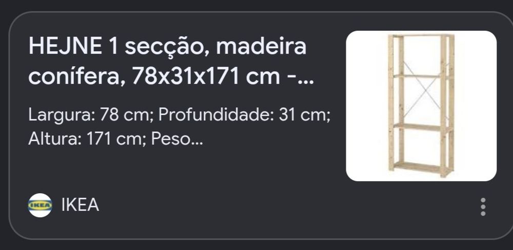 Móvel HEJNE 3 modulos. 171 cm Altura. Prateleiras 78x31cm