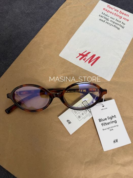 Нові жіночі прозорі блакитні окуляри H&M захист від блакитного світла оригінал леопардові іміджеві