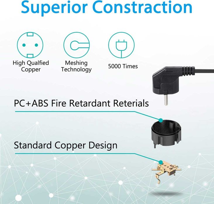 Tomada múltipla USB 4000W 16A com 6 tomadas e 4 portas USB 1,5 m preto