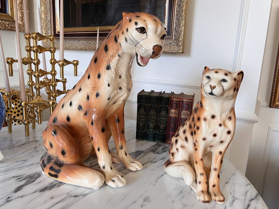 Przepiękna duża figura rzeźba geparda lamparta Włochy 1960