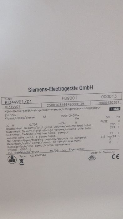 Frigorífico de encastre Siemens
