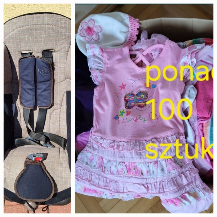 Ubranka na 3 lata + fotelik samoch