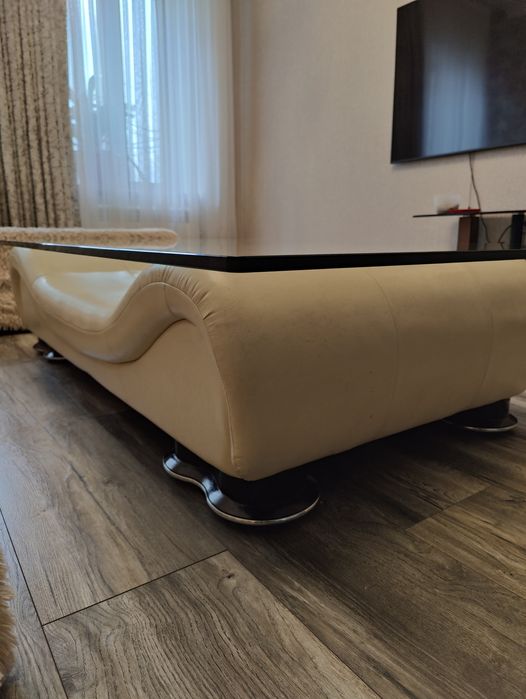 Стол кожаный каленое стекло гостиную зал большой журнальный обеденный ...