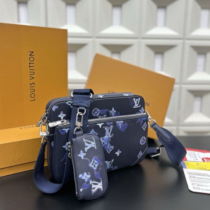 Louis Vuitton 3v1 сумка мужская унисекс синяя трио trio 3в1