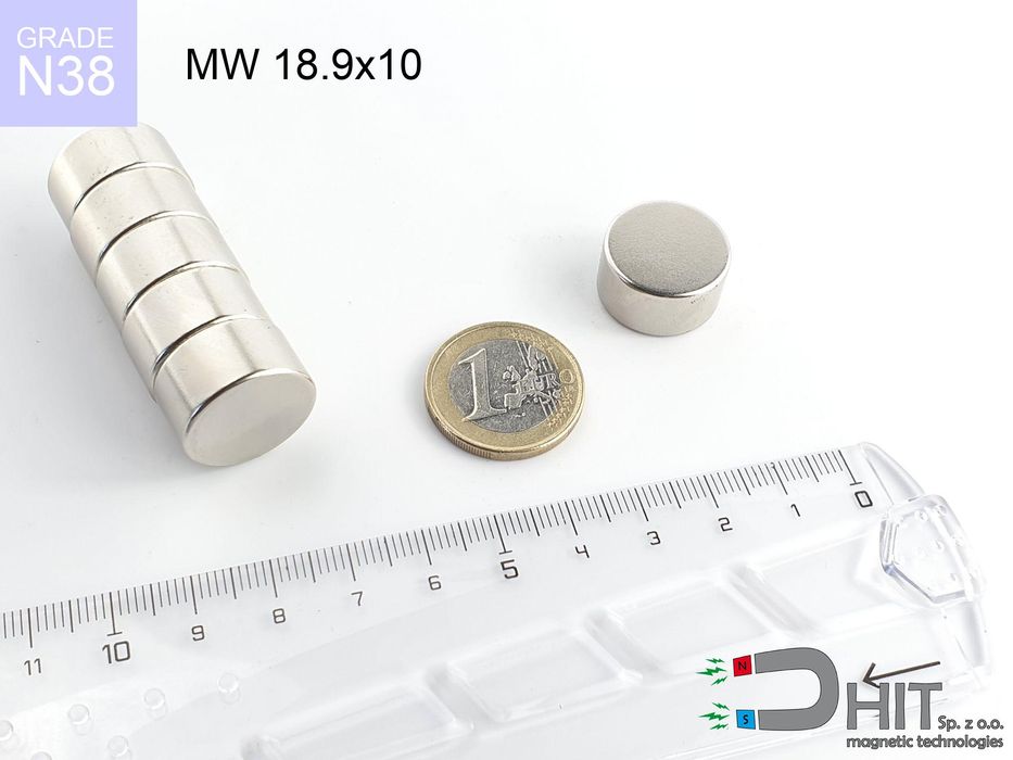 MW 18.9x10 [N38] - magnes cylindryczny NdFeB 5 szt.