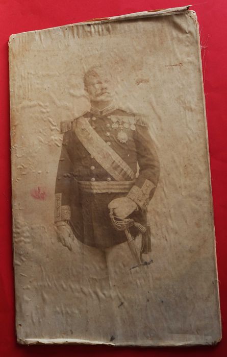 Rei D. Carlos retrato grande formato sobre tecido muito raro