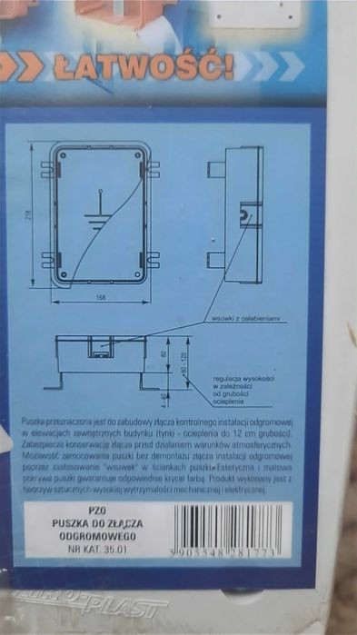 Puszka instalacyjna ze złączem odgromowym