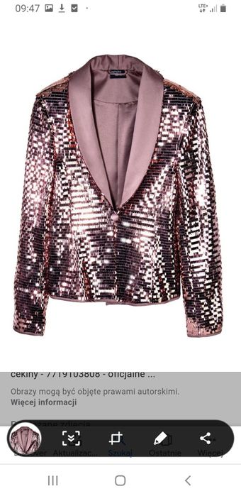 Marynarka żakiet cekinowa cekiny błyszcząca 36 s Sylwester złota