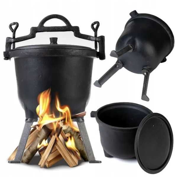 Kociołek żeliwny węgierski garnek myśliwski 8L 11L 15L ognisko grill