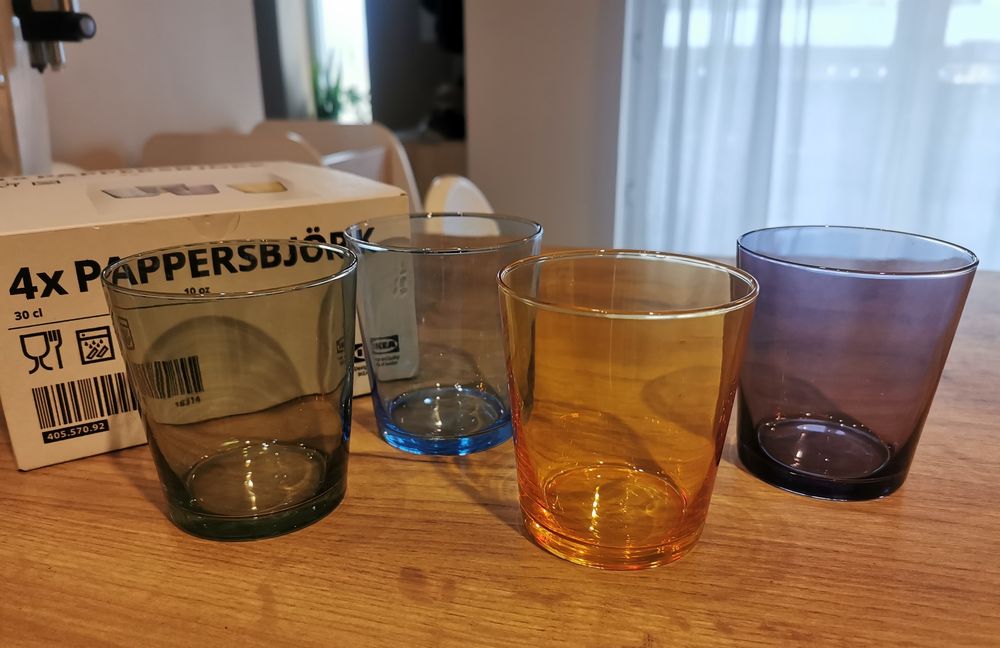 Szklanki ikea 4x PAPPERSBJÖRK różne kolory pastelowe