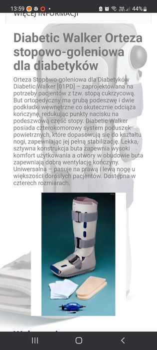 Orteza stopowo-goleniowa dla diabetyków - Aircast rozmiar- L