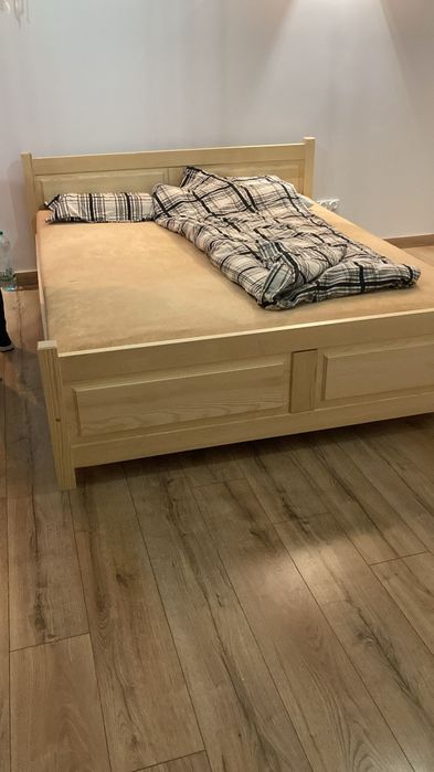 Nowe Łóżko 140x200 drewno sosna, materac sprężyny bonell