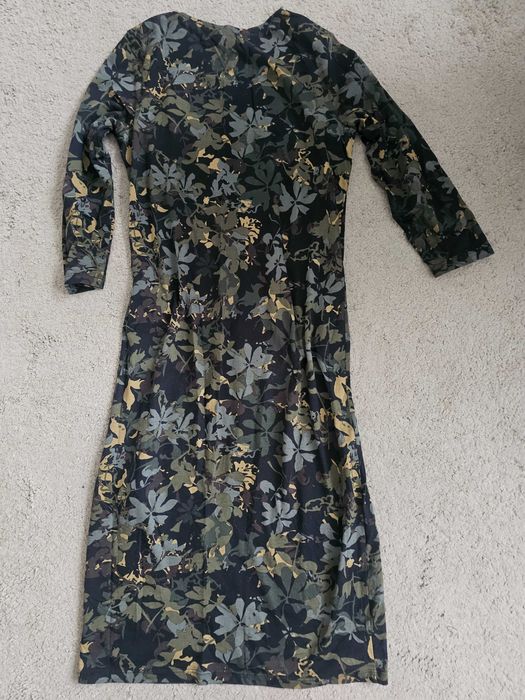 Czarna sukienka midi w liście- 100% bawełna