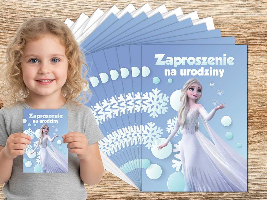 Zaproszenia Urodzinowe Kraina Lodu Elsa Dla Dzieci | Wysoka jakość | rozmiar A6 | Zestaw 10 sztuk + koperty