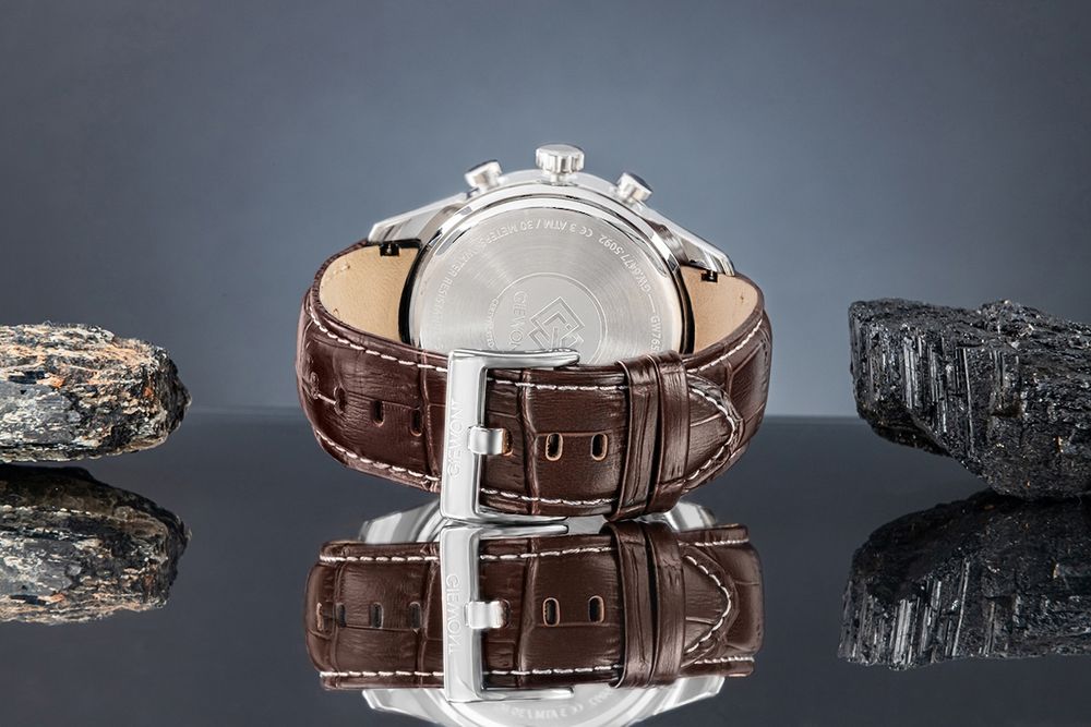 zegarek męski giewont chronograph sapphire srebrno niebieski gw7650-a5