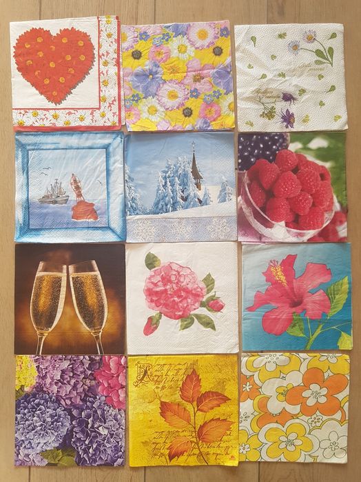 Komplet 12 sztuk serwetek do decoupage