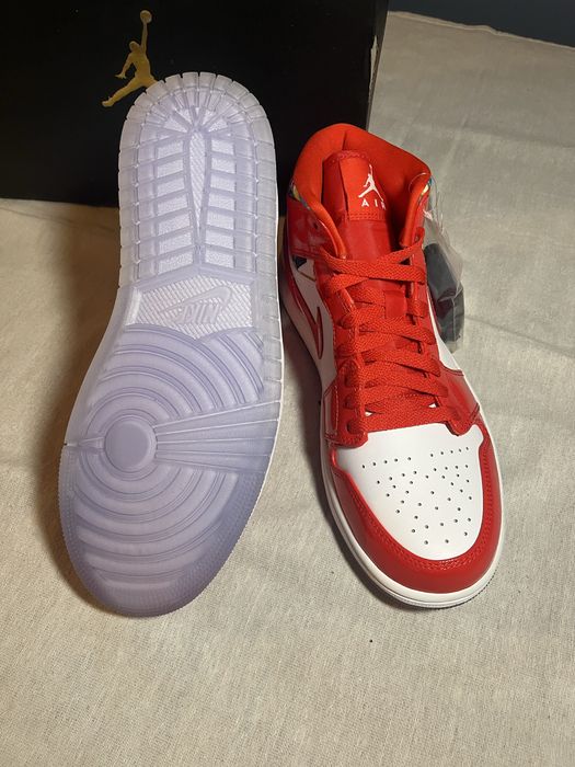 Air Jorda Mid 1 Barcelona Sweater Red Patent - Tamanho 41