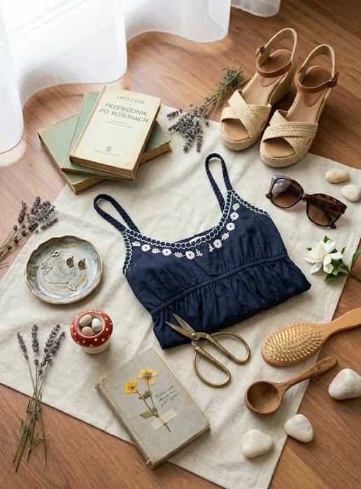 Bawełniana Sukienka Boho KappAhl 36/38 – Haft Kwiaty