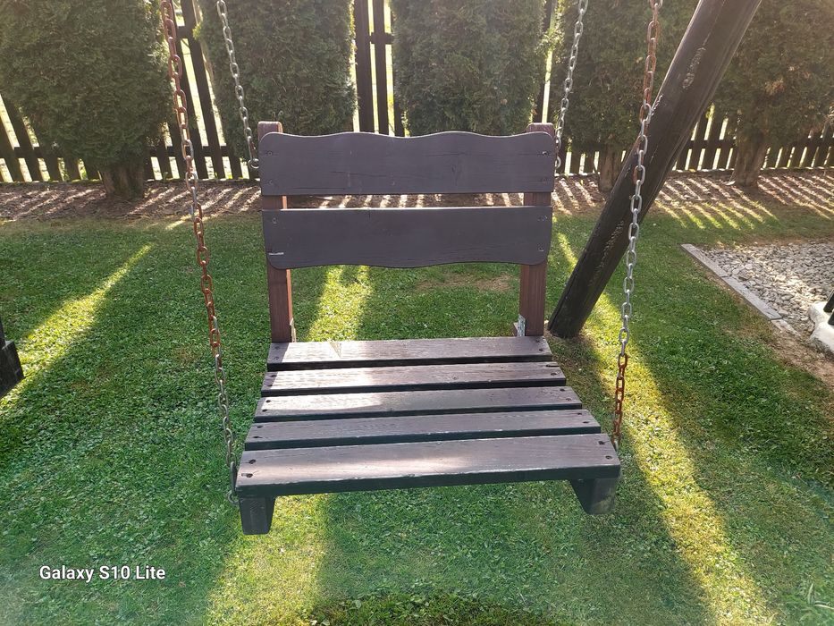 2 drewniane używane ławki do huśtawki 90 cm i 60 cm