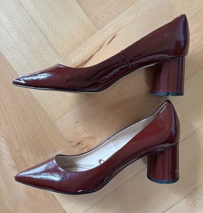 Bordowe buty na obcasie Zara rozmiar 38