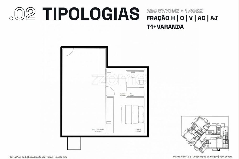 Apartamento T1 Novo - Fração O - Empreendimento Metro Life