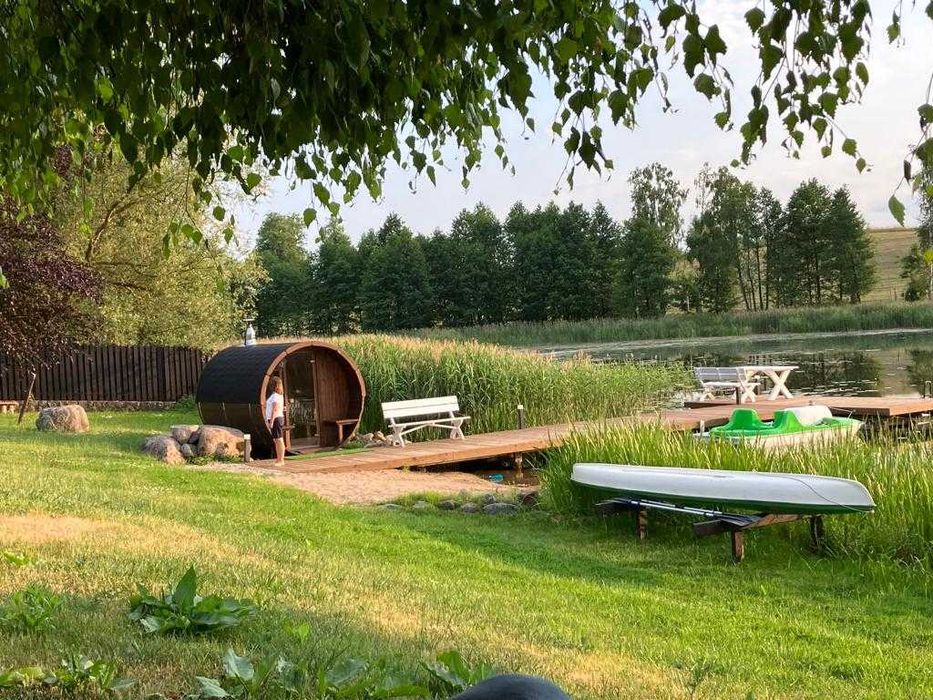 Siedlisko dom linia brzegowa  Mazury pomost sauna