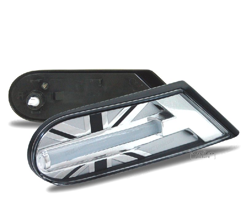 CONJUNTO DE INDICADORES LATERAIS PARA MINI R56 R55 R57 R58 R59 UNION JACK PRETO