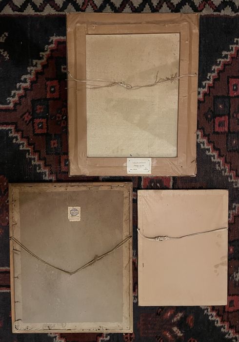3 Quadros antigos com molduras em madeira