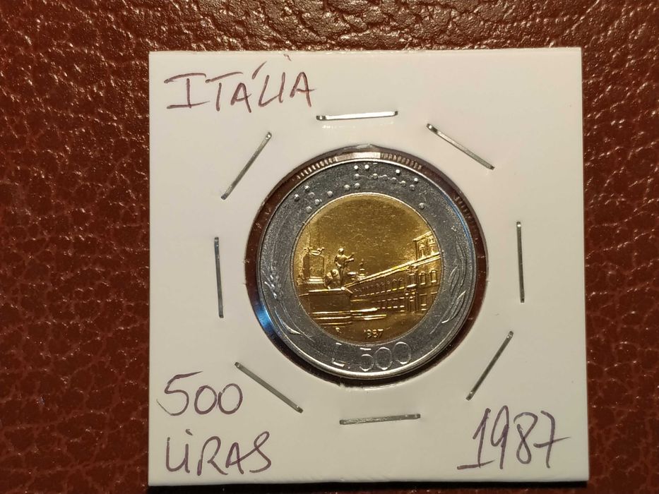 Itália - moeda de 500 liras de 1987 Bimetálica