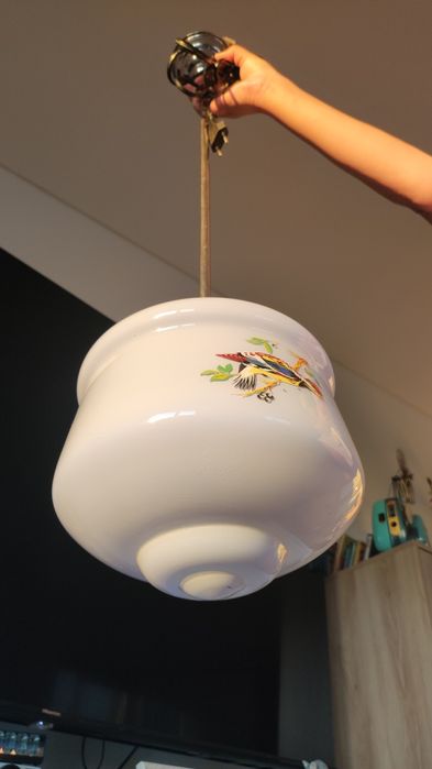 Candeeiro Vidro Opalino Vintage