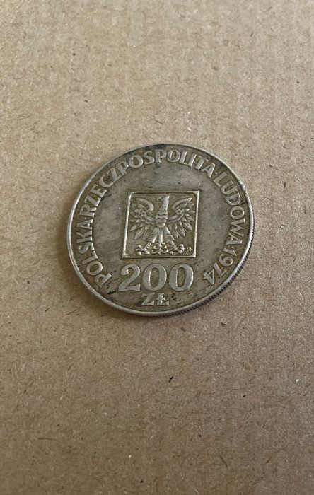 Srebrna moneta 200 złotych z 1974 roku XXX lat PRL