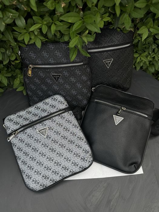 Сумка Guess Vezzola Smart мужская черная сумка Гесс серая белая сумка Гуес | Барсетка чоловіча Guess Vezzola Smart чорна спортивна Гесс шкіряна Гуесс