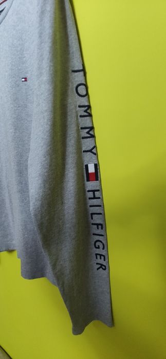 Bluza longsleeve crewneck bawełniana Tommy Hilfiger szary