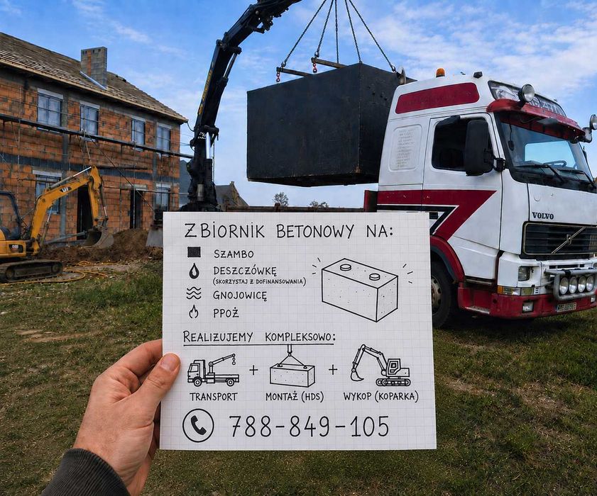 Szambo betonowe, zbiornik na deszczówkę, piwnica, ziemianka, kanał samochodowy, zbiornik PPOŻ, zbiornik na gnojowicę