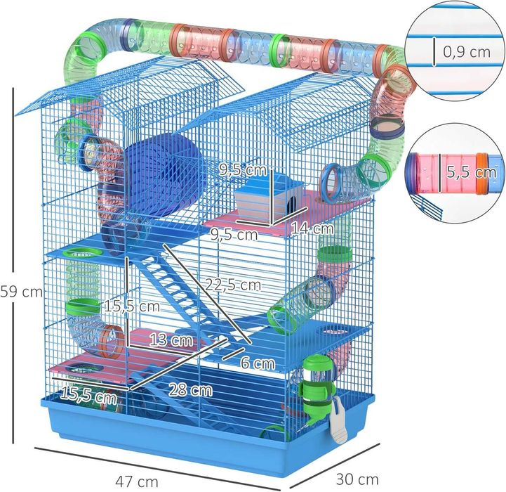 NOVO - Gaiola Hamster, Gerbo 47x30x59cm