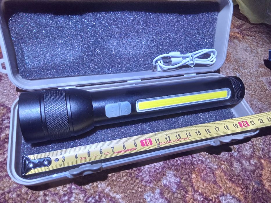 Фонарь "Соba" ( Р90 + COB )акб встроен + usb micro