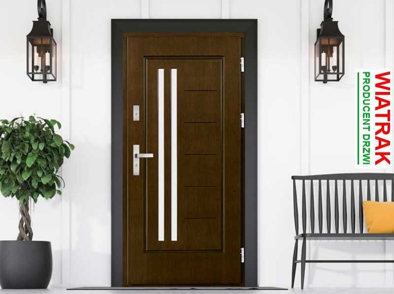 Drzwi zewnętrzne drewniane 78mm orzech/antracyt ! Od ręki ! Czyste powietrze