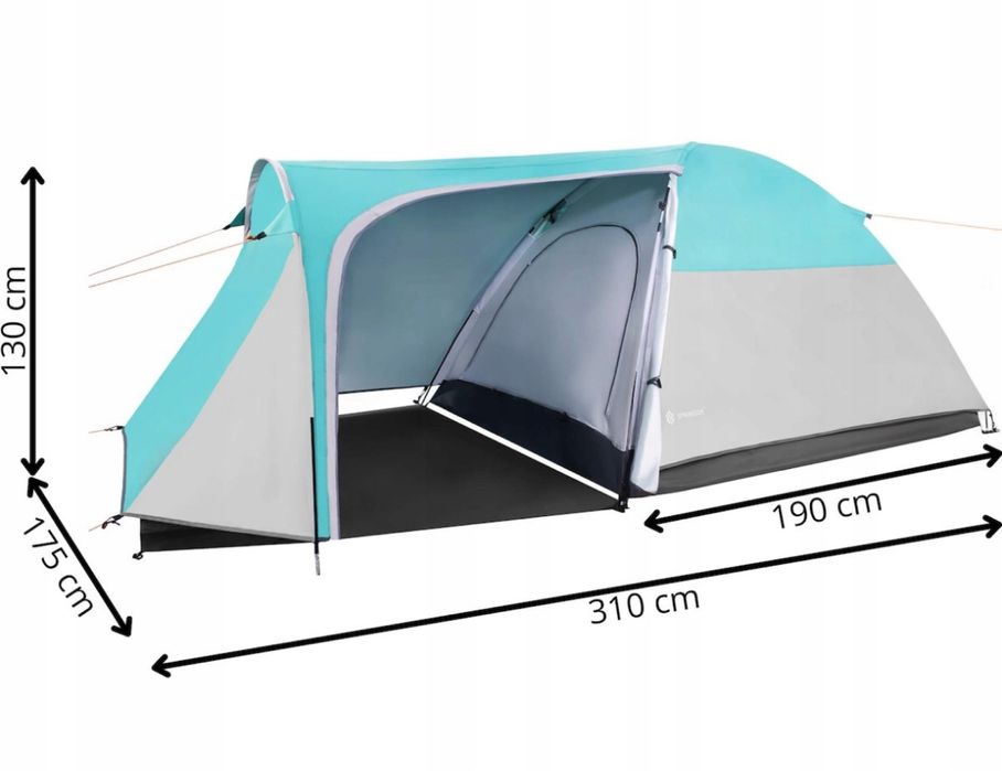 Namiot 3 Osobowy Przedsionek Wodoodporny Duży Turystyczny Kempingowy