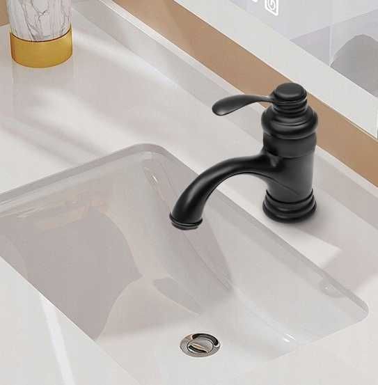 Bateria umywalkowa stojąca retro czarna