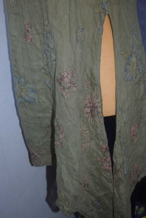 Oryginalna Sukienka lniana letnia włoska z rozporkami _46