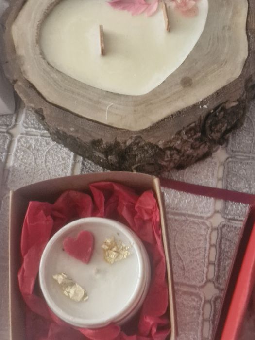 Аромосвічки в дерев'яному кашпо.  Подарунки на 8 березня, дн..