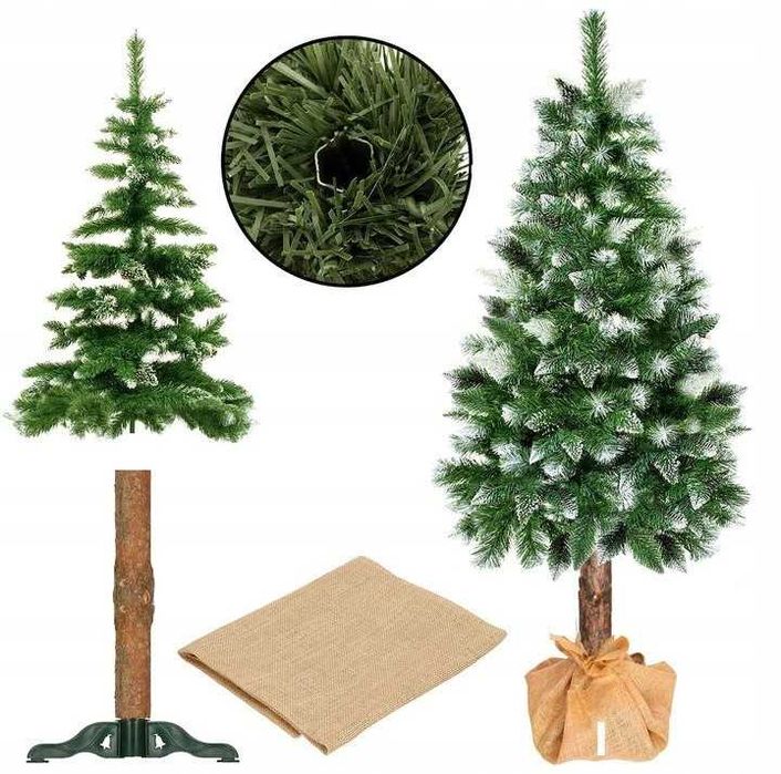 Ялинка сосна засніжена на натуральному пні  180 см штучна