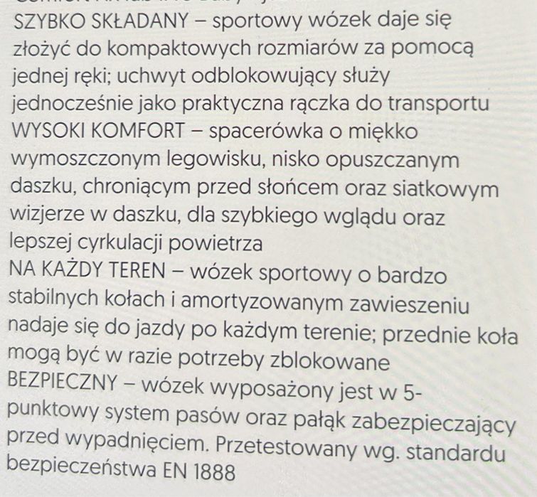 Wozek spacerowka - lekki skladany