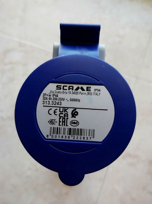 Adaptador ficha azul 16A para32A