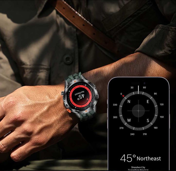 Смарт часы. LIGE V75 PRO. Compass. LED-фонарик. 1000mAh. Тактические.