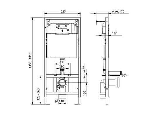 Інсталяція KollerPool клавіша Хром з безобідковим унітазом RIMLESS