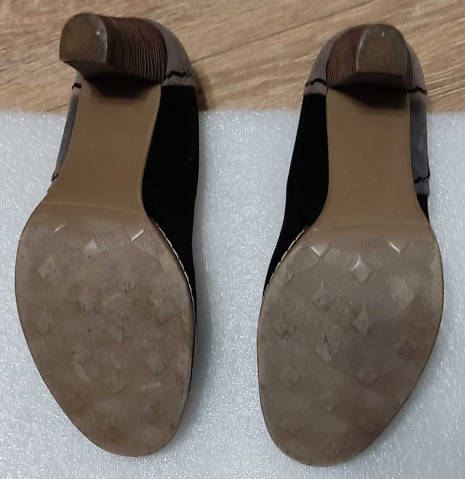 Туфли-лодочки на каблуке кожаные/замшевые