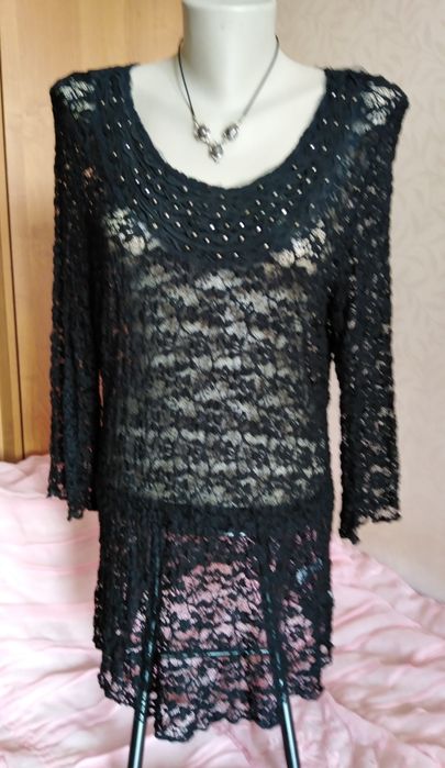 Нарядная гипюровая блуза - туника Canda