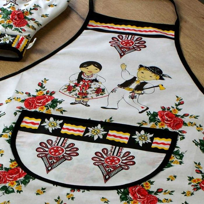 Fartuch Kuchenny Biały Folk w Stylu Podhalańskim Fartuch Góralski